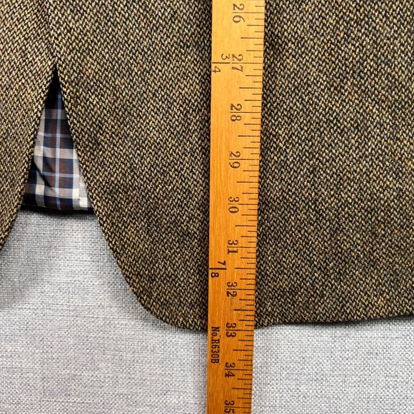 Jos A Bank 1905 Wool Tweed Sport Coat Blazer Men 48R Brown Elbow Patch Academia